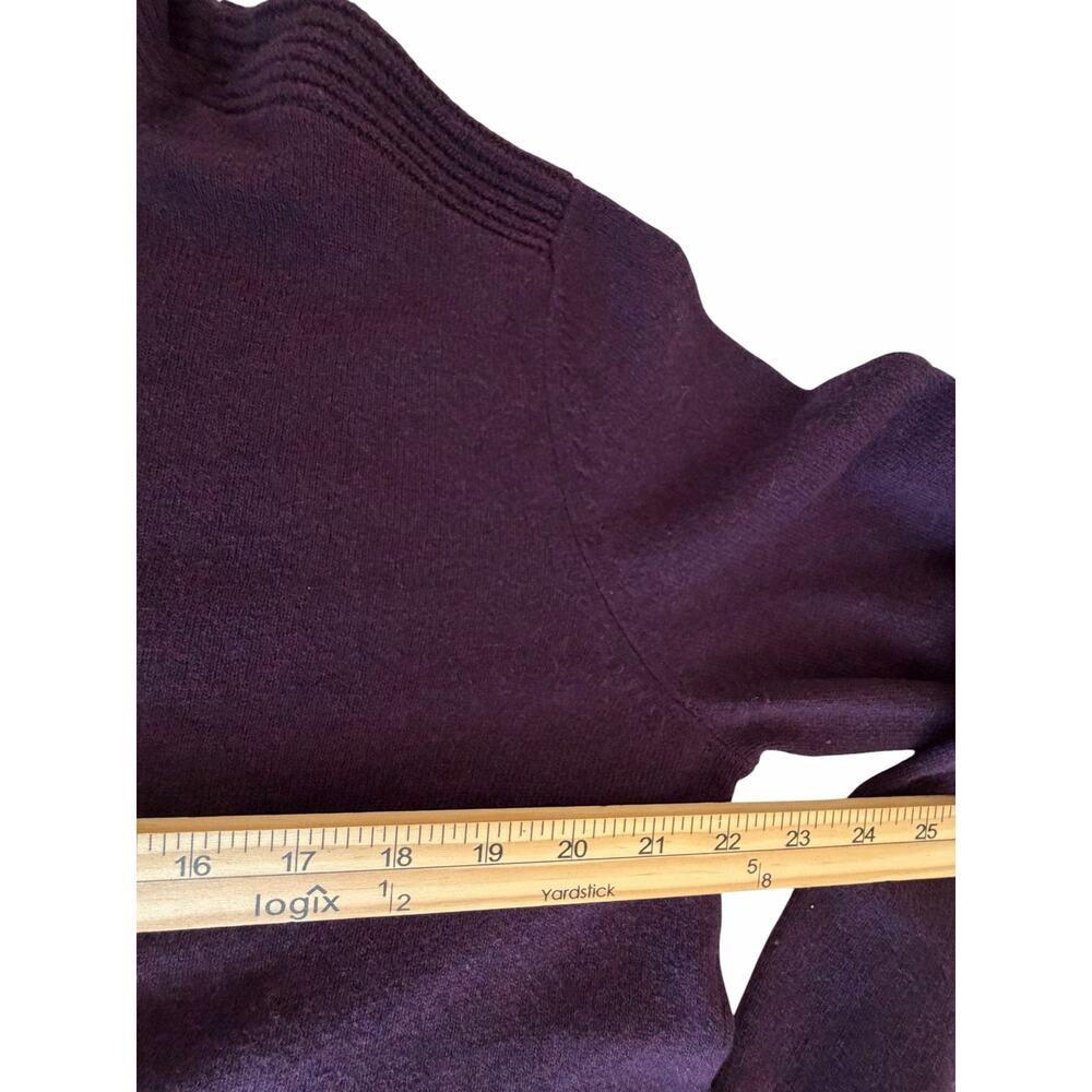 J.Crew Women’s Plum Merino Wool Blend Mock Neck Button Sweater L Old Money Prep - Picture 4 of 7